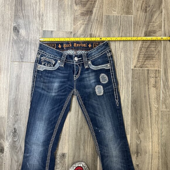 Rock Revival Jeans Womens 26 Alanis Bootcut Stonewash Rhinestone Embellished - Picture 3 of 13
